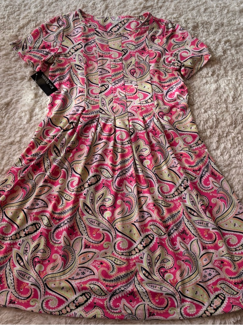 Kim Rogers Pink Paisley Print Dress Top